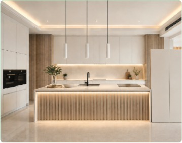 Designer Fluted Island Counter